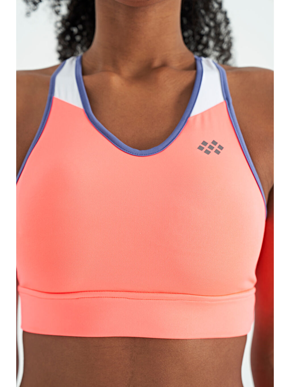 Neon Pembe Renk Bloklu Sırt Baskı Detaylı Dar Kalıp Kadın Büstiyer - 97253-4