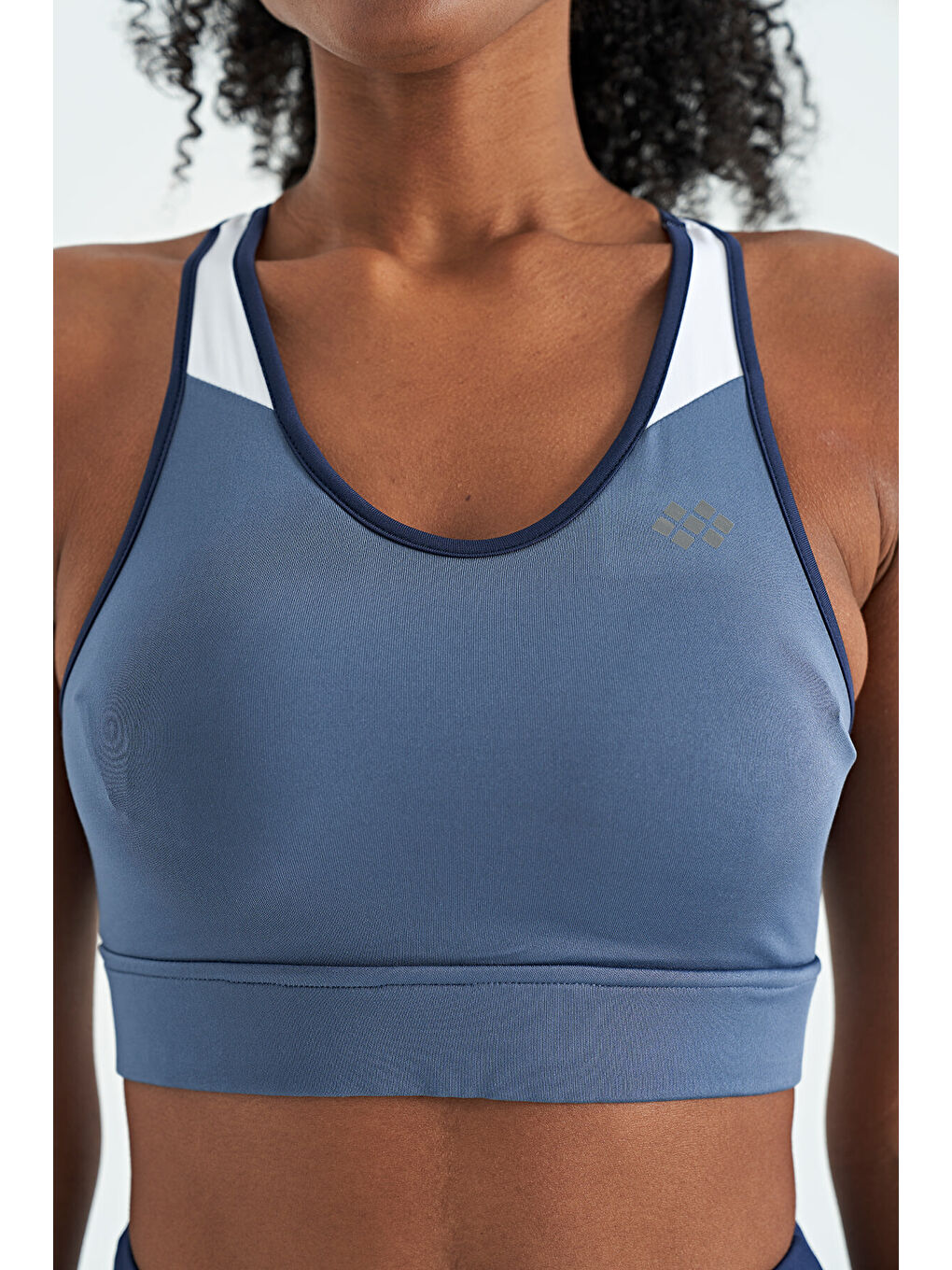 Petrol Renk Bloklu Sırt Baskı Detaylı Dar Kalıp Kadın Büstiyer - 97253-4