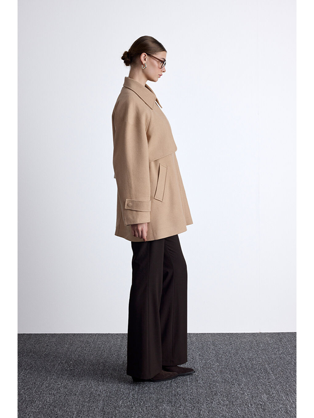 Kahverengi Mari Kruvaze Trenç Kaban Camel-6