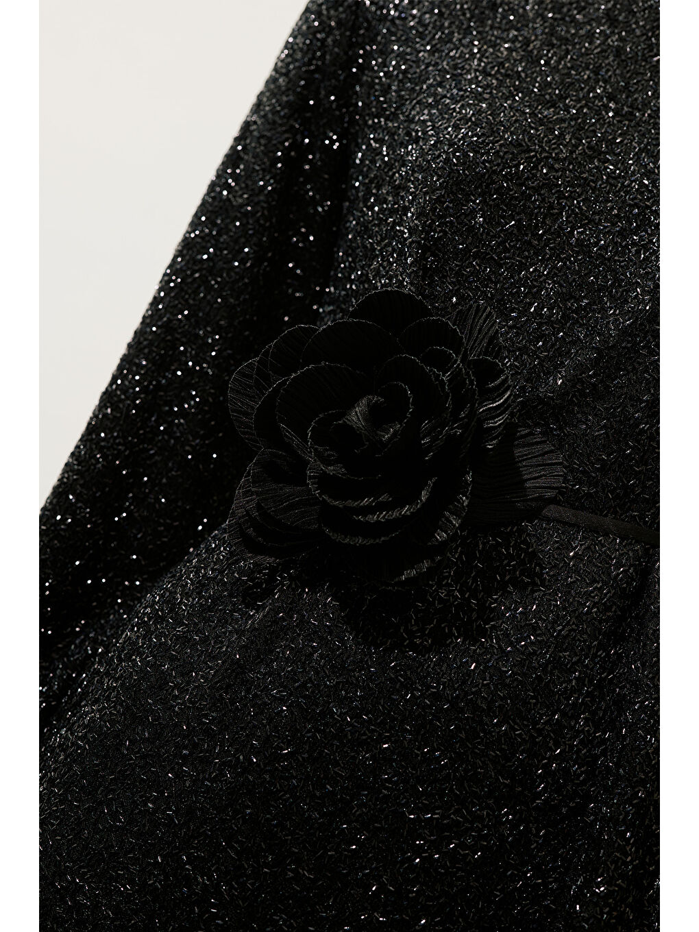 Işıltılı Uzun Kol Abiye Elbise Siyah-6