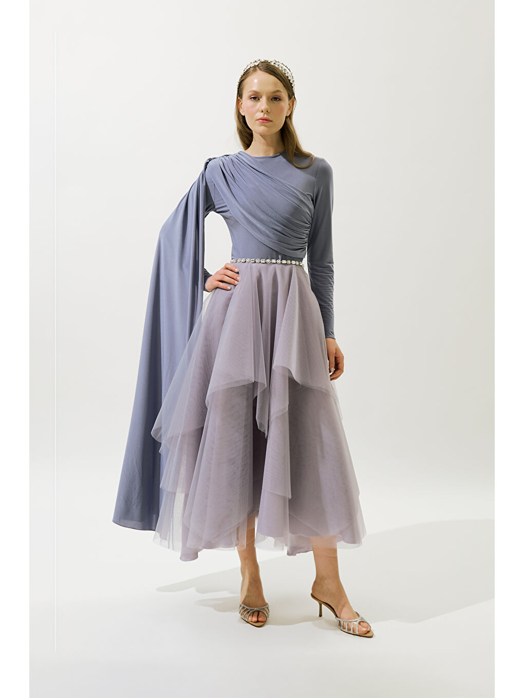 Pelerin Detaylı Bluz Mor-1