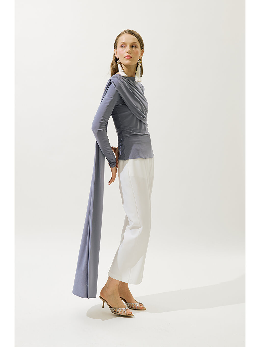 Pelerin Detaylı Bluz Mor-6