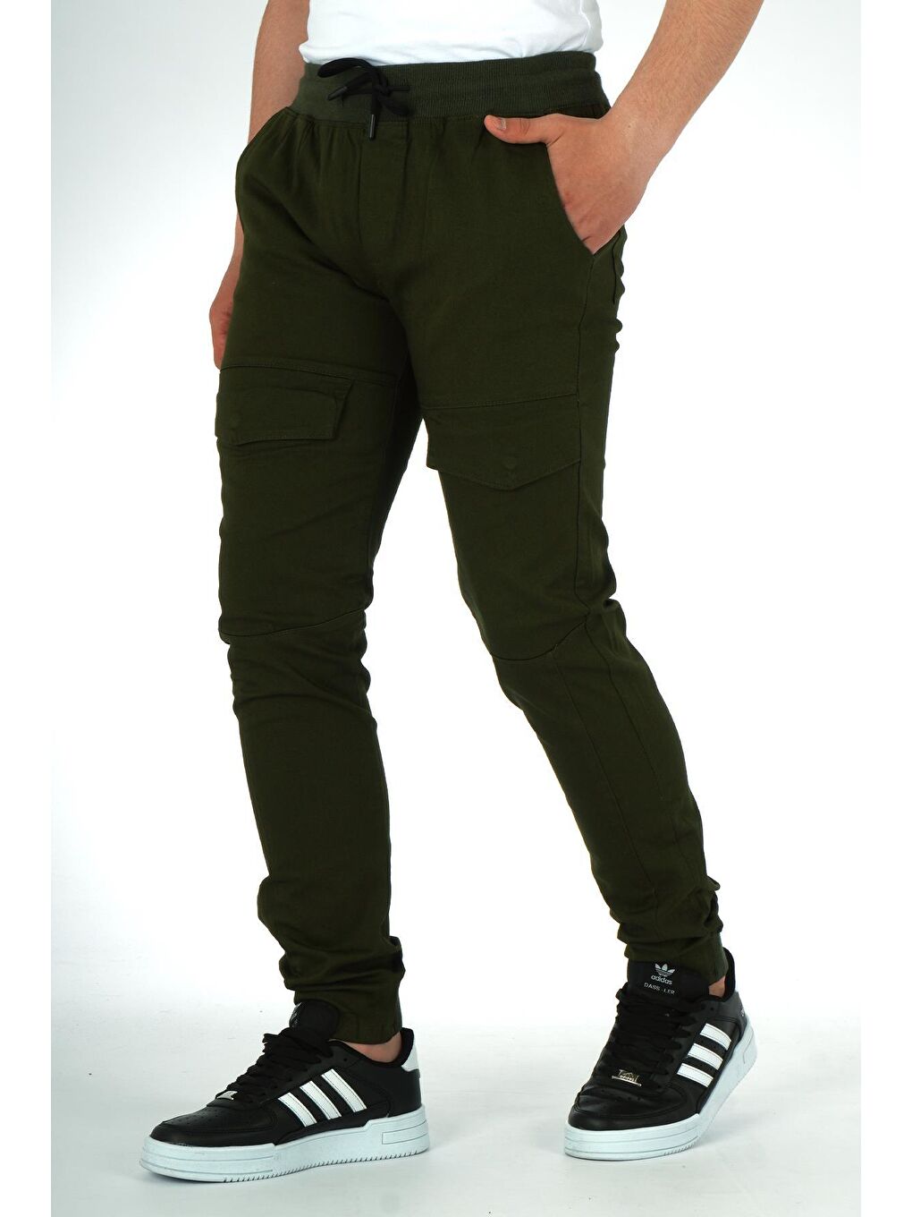 Haki Erkek Çocuk Kargo Cepli Pantolon Kanvas Kumaş 8-15 Yaş