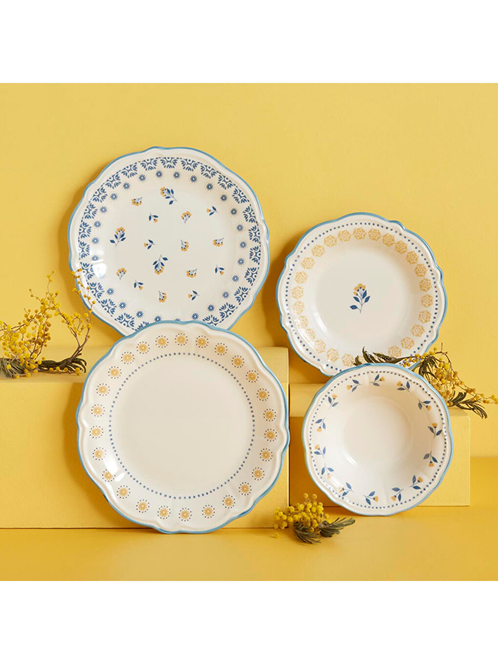 Mabel Stoneware 24 Parça 6 Kişilik Yemek Takımı Mavi