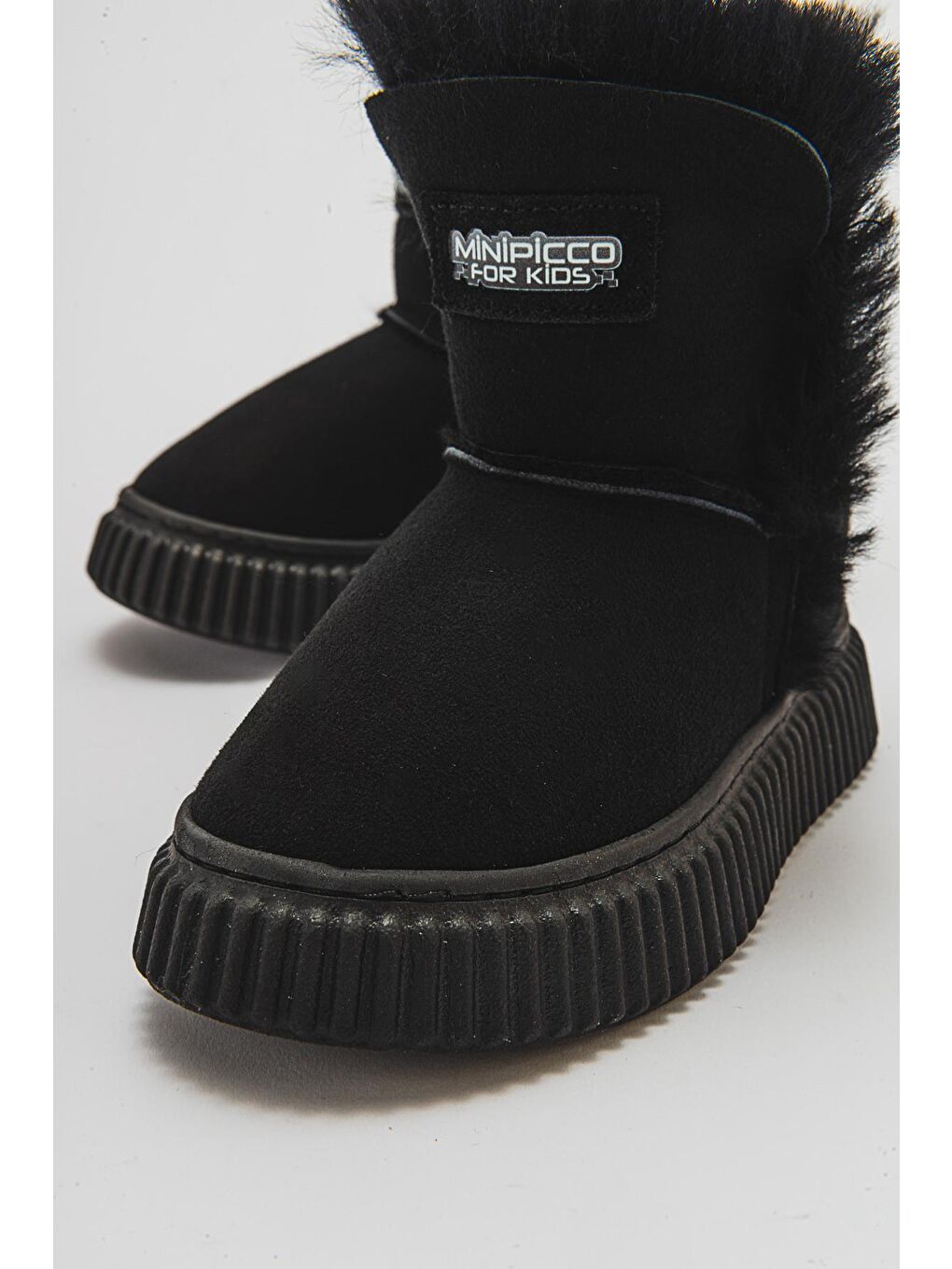 Kız Çocuk Siyah Hakiki Deri Hakiki Kürklü Günlük Bot-1