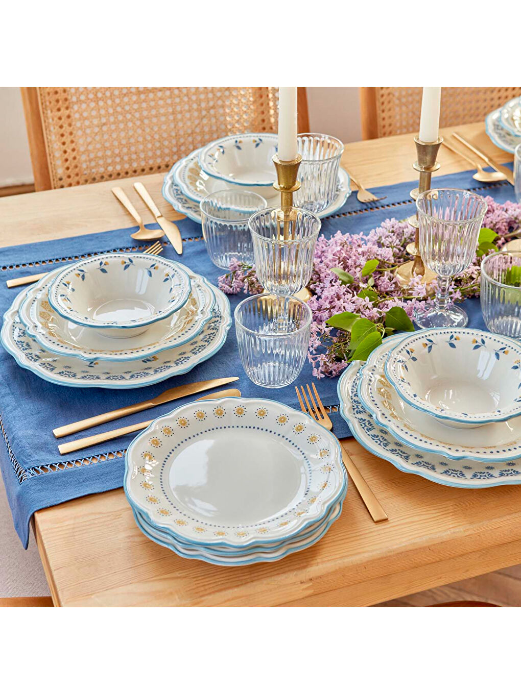 Mabel Stoneware 24 Parça 6 Kişilik Yemek Takımı Mavi-1