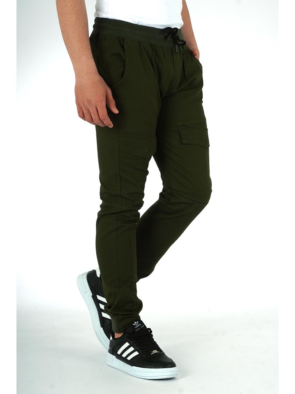 Haki Erkek Çocuk Kargo Cepli Pantolon Kanvas Kumaş 8-15 Yaş-3