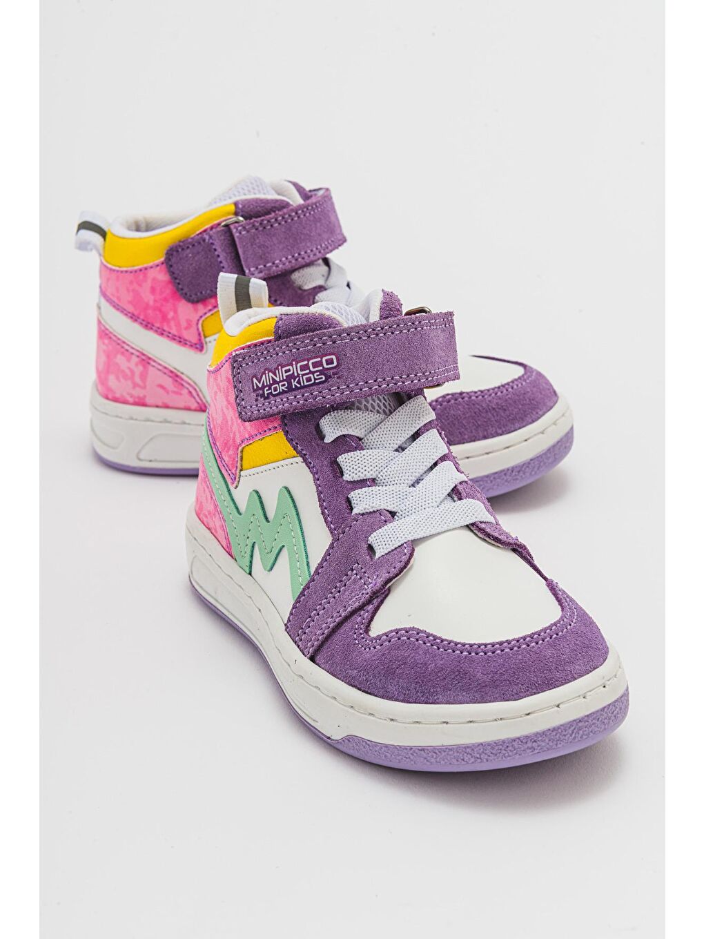 Unisex Çocuk Lila-Pembe Hakiki Deri Anatomik Sneakers Bot