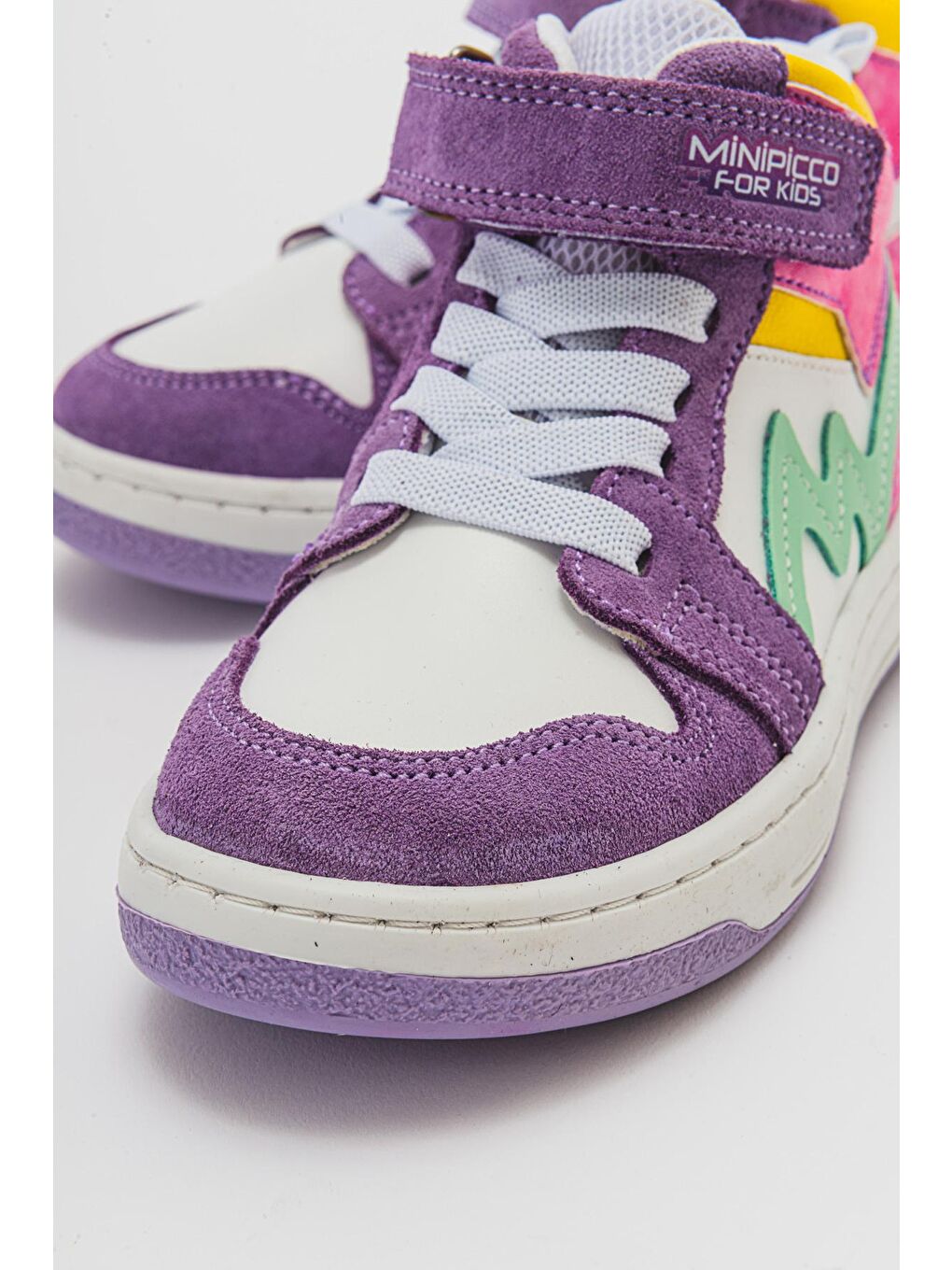 Unisex Çocuk Lila-Pembe Hakiki Deri Anatomik Sneakers Bot-1