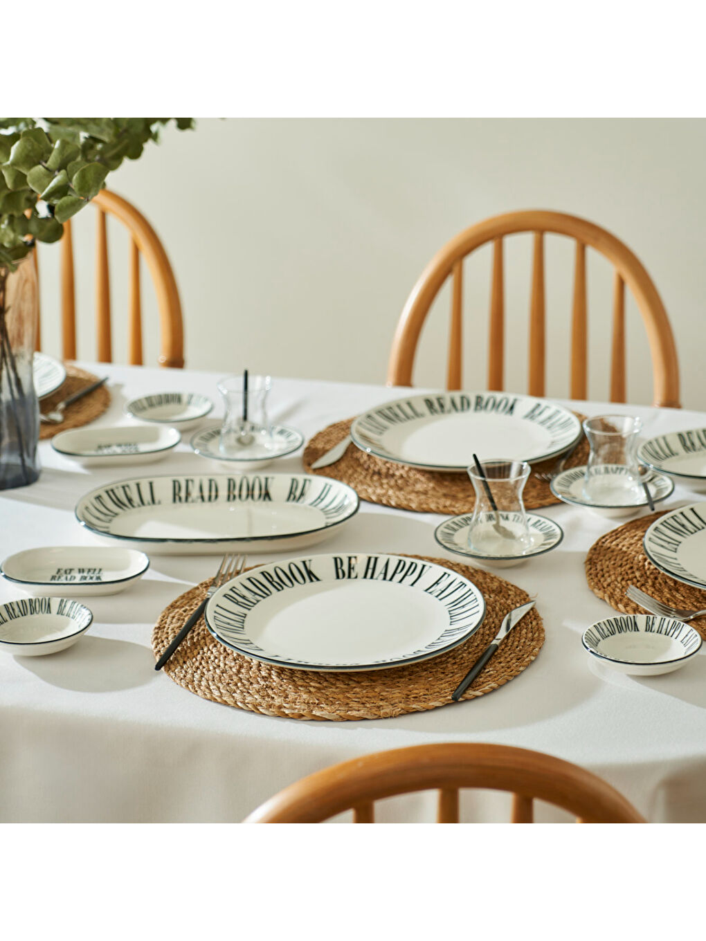 Book Lovers Porselen 26 Parça Kahvaltı Takımı Siyah-1