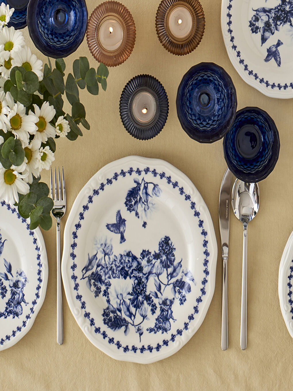 Vanessa Porselen 48 Parça 12 Kişilik Yemek Takımı Mavi-1