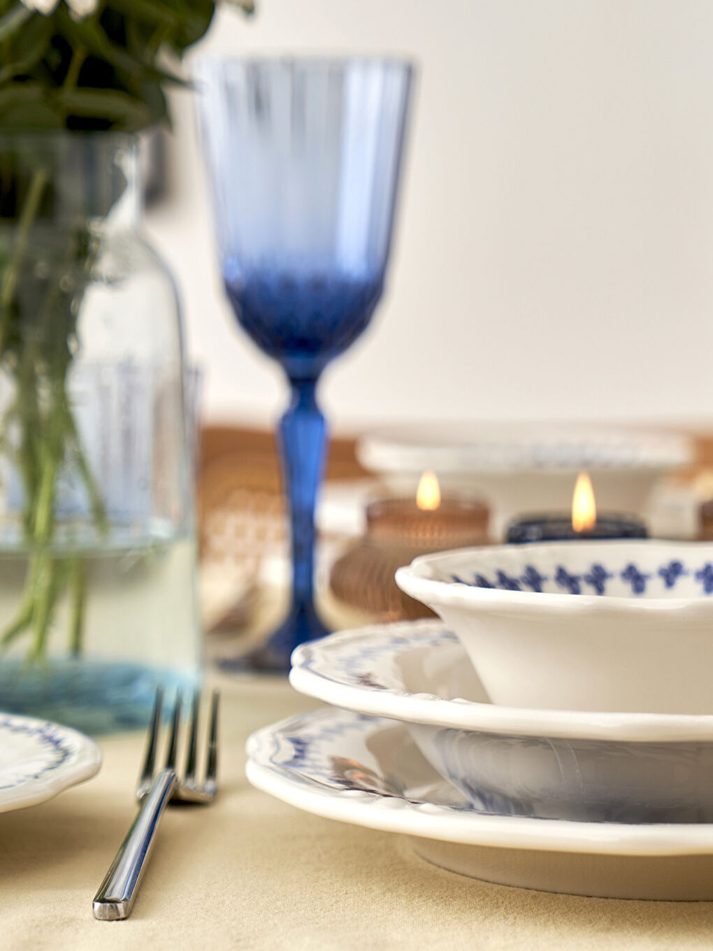 Vanessa Porselen 48 Parça 12 Kişilik Yemek Takımı Mavi-3