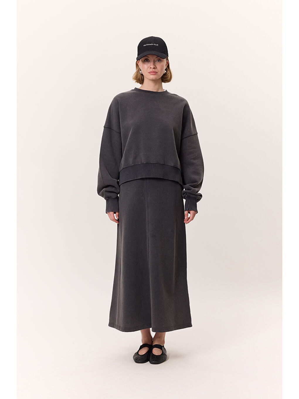 Yıkama Efektli Sweatshırt Antrasit-3