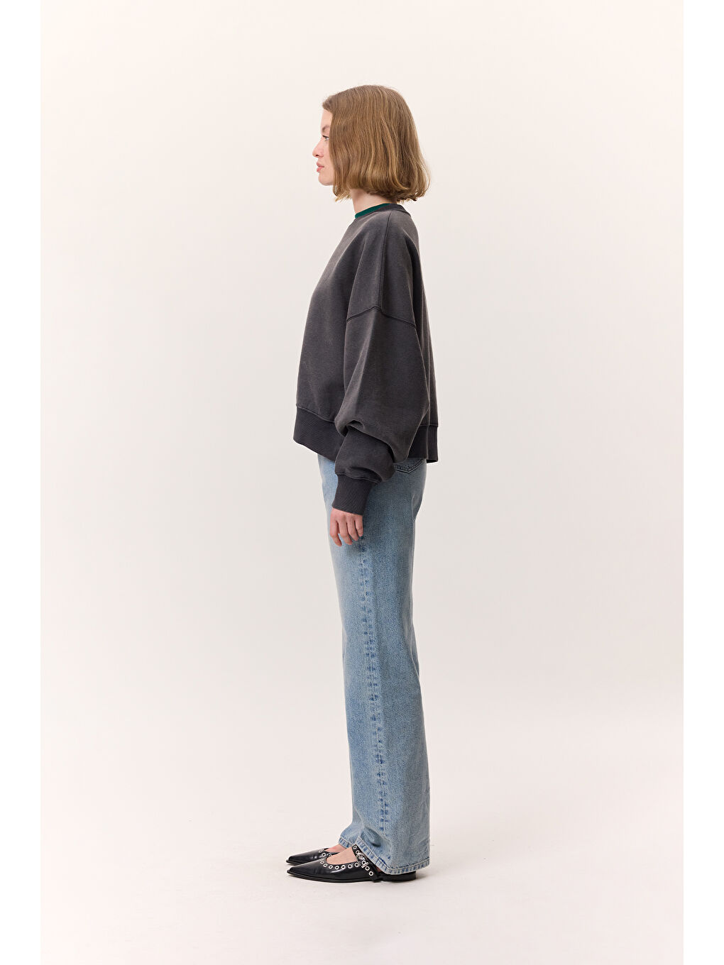 Yıkama Efektli Sweatshırt Antrasit-4