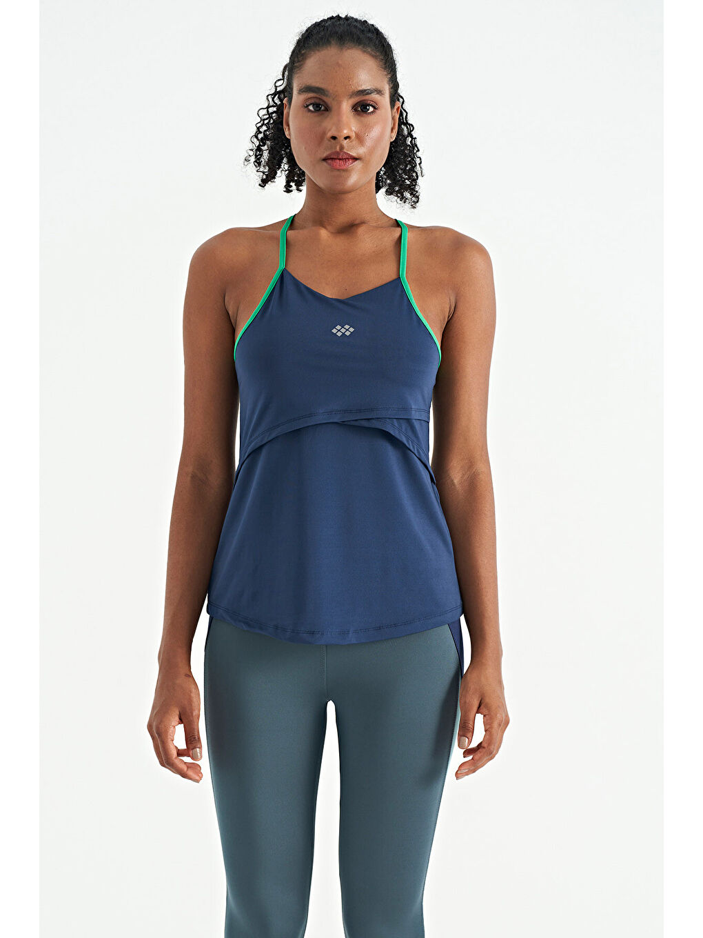 İndigo Sırt Çarpraz Askı Detaylı Standart Kalıp Kadın Spor Atlet - 97261-2