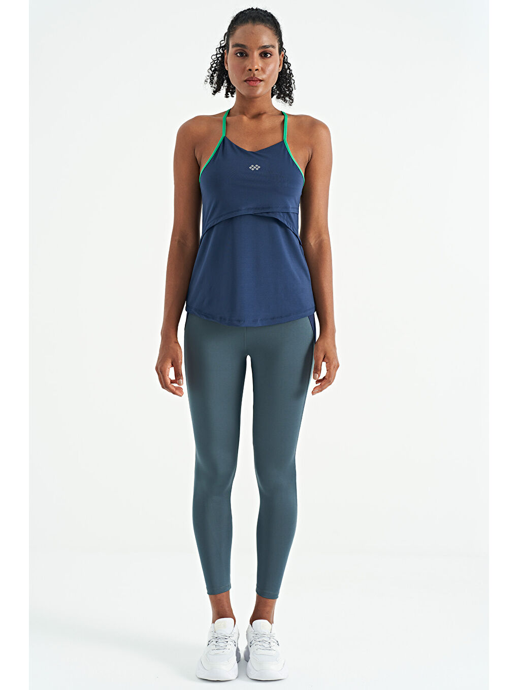 İndigo Sırt Çarpraz Askı Detaylı Standart Kalıp Kadın Spor Atlet - 97261-4