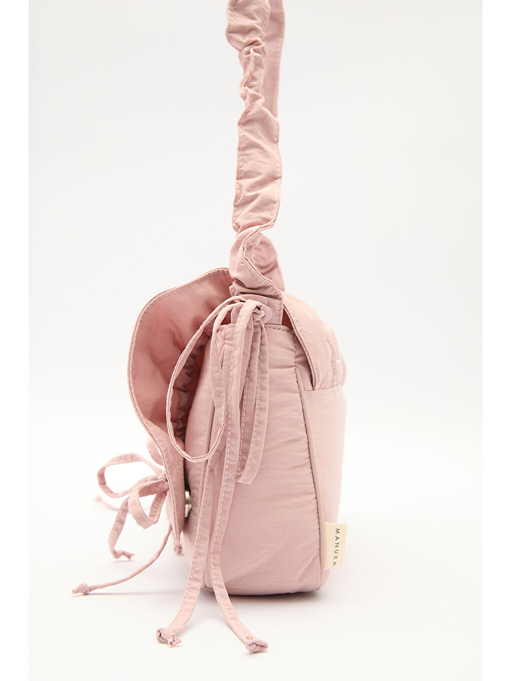 Büzgü Detaylı Omuz Çantası Pembe-4