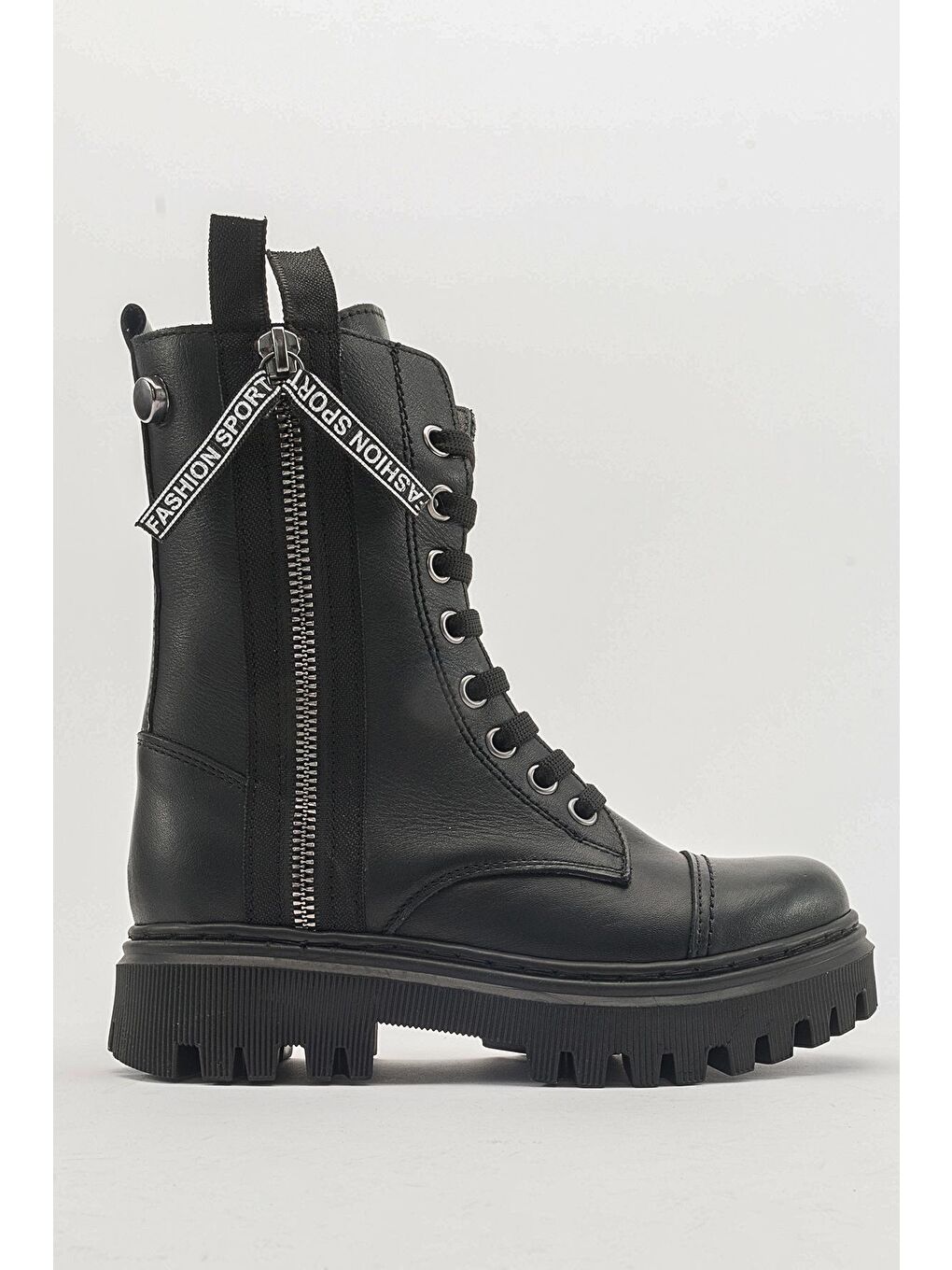 Kız Çocuk Siyah Hakiki Deri Anatomik Postal-3