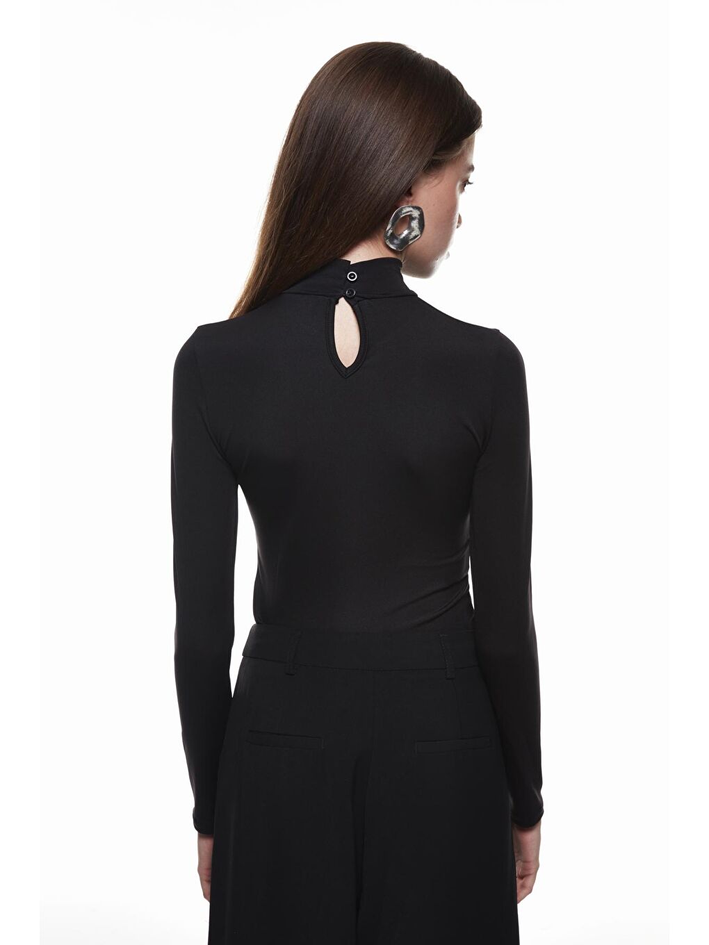 QUZU Siyah Balıkçı Yaka Bodysuit Siyah - 4