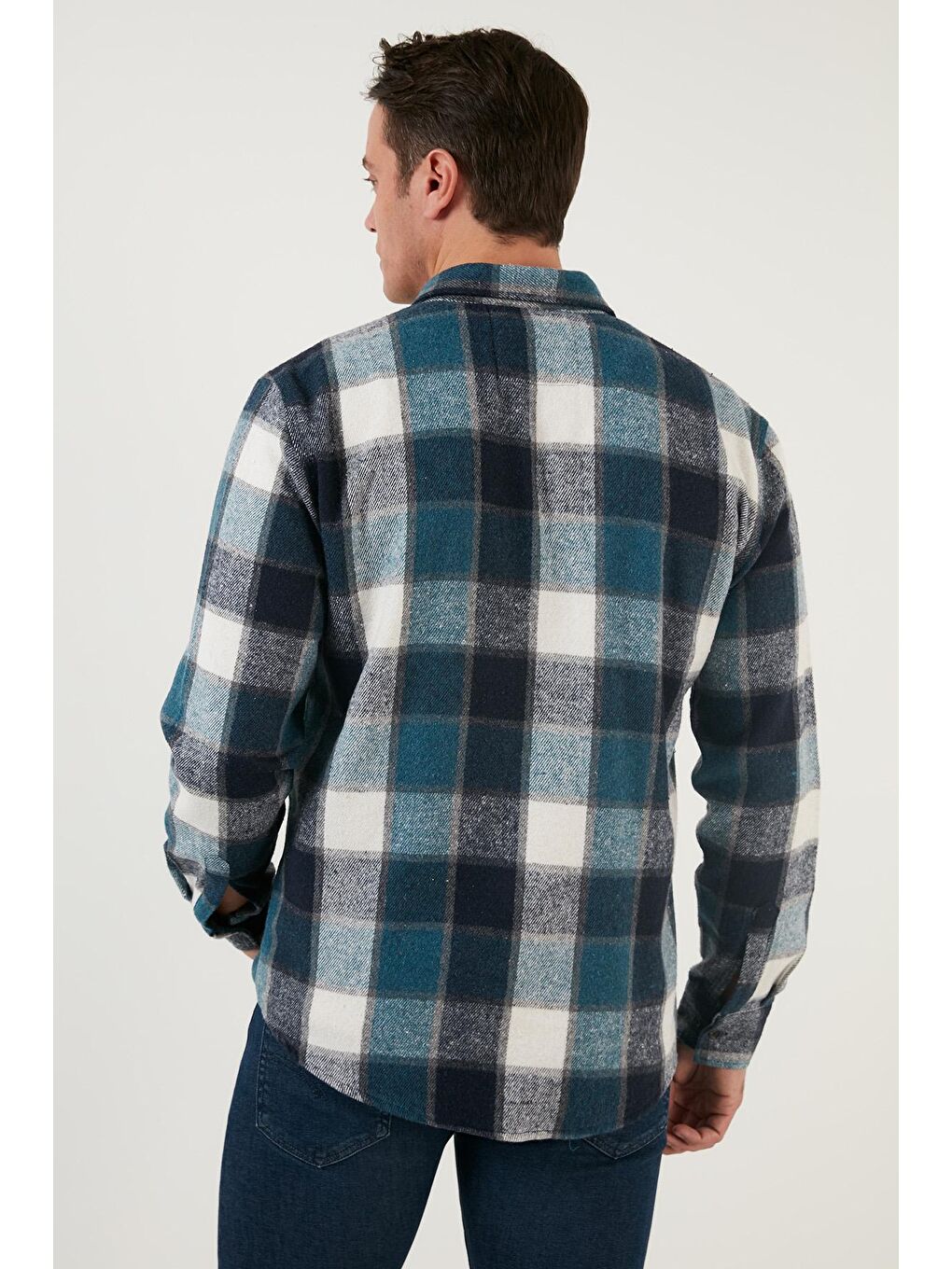 Petrol Ekoseli Uzun Kollu  Kışlık Oduncu Gömlek CF21W112844-4