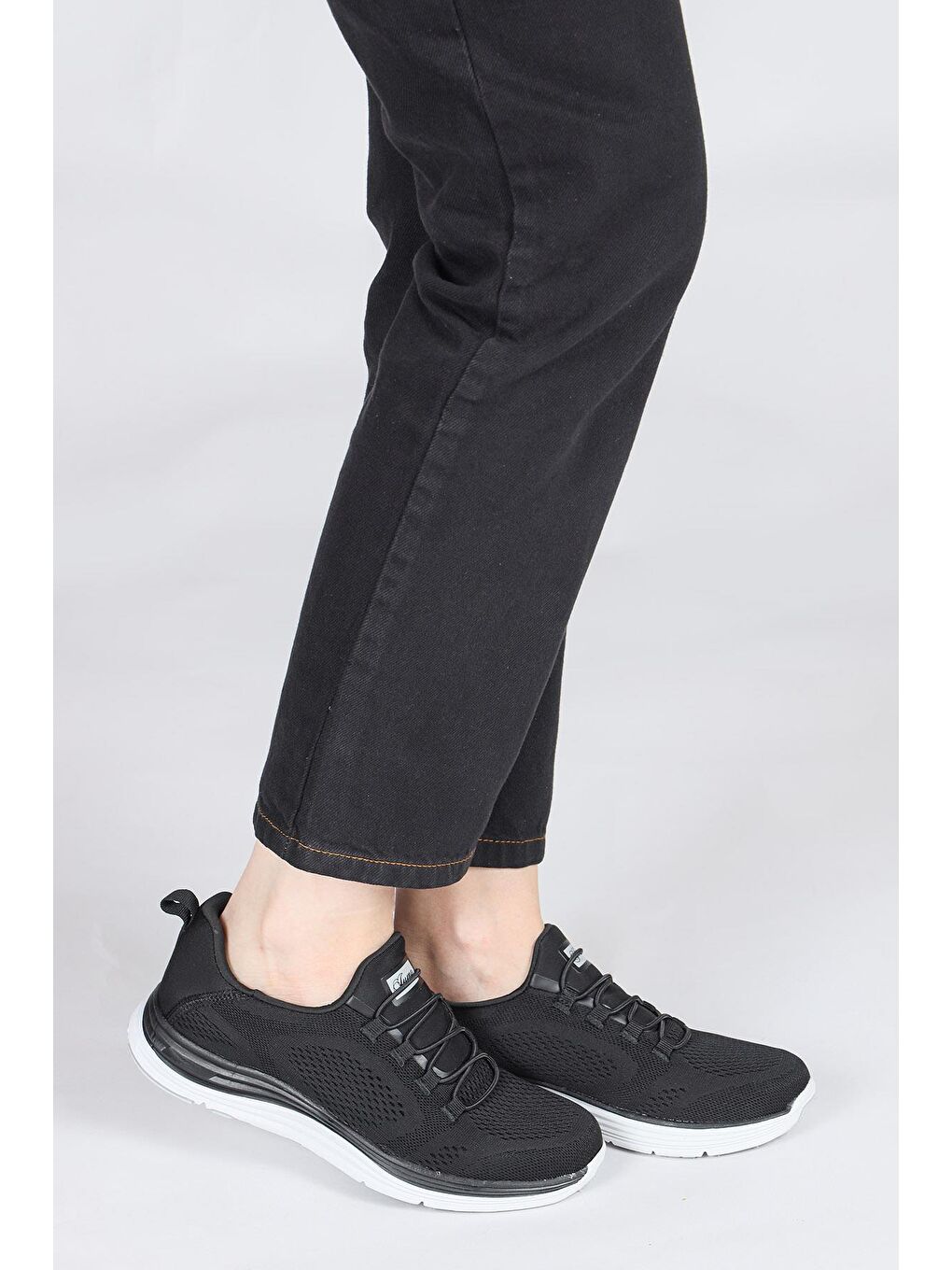 28064 Slip-On Siyah - Mint Yeşili Kadın Sneaker Günlük Spor Ayakkabı-1