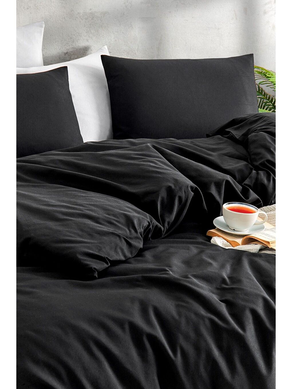 İpliği Boyalı Siyah Tek Kişilik Nevresim Seti