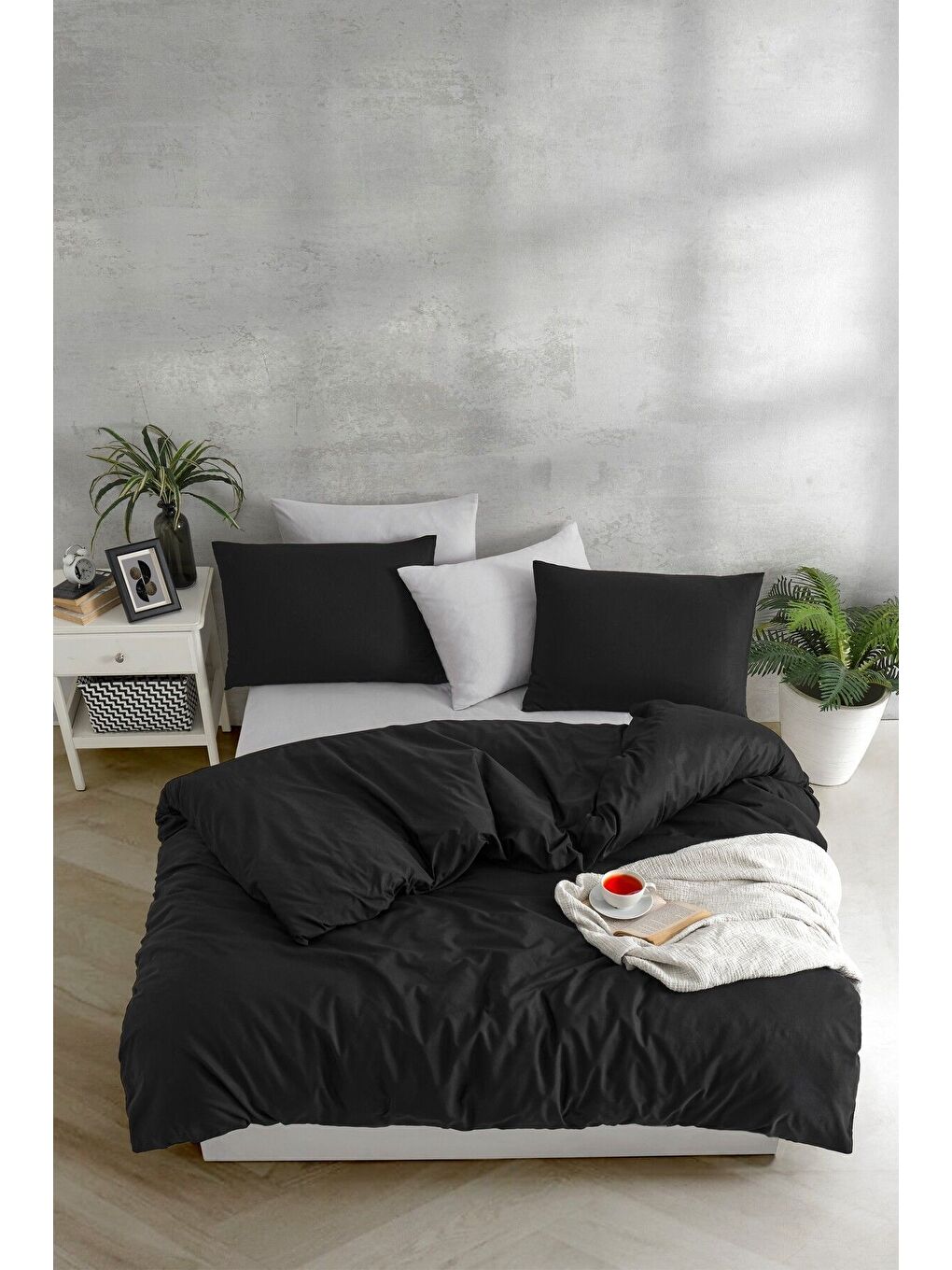 İpliği Boyalı Siyah Tek Kişilik Nevresim Seti-1