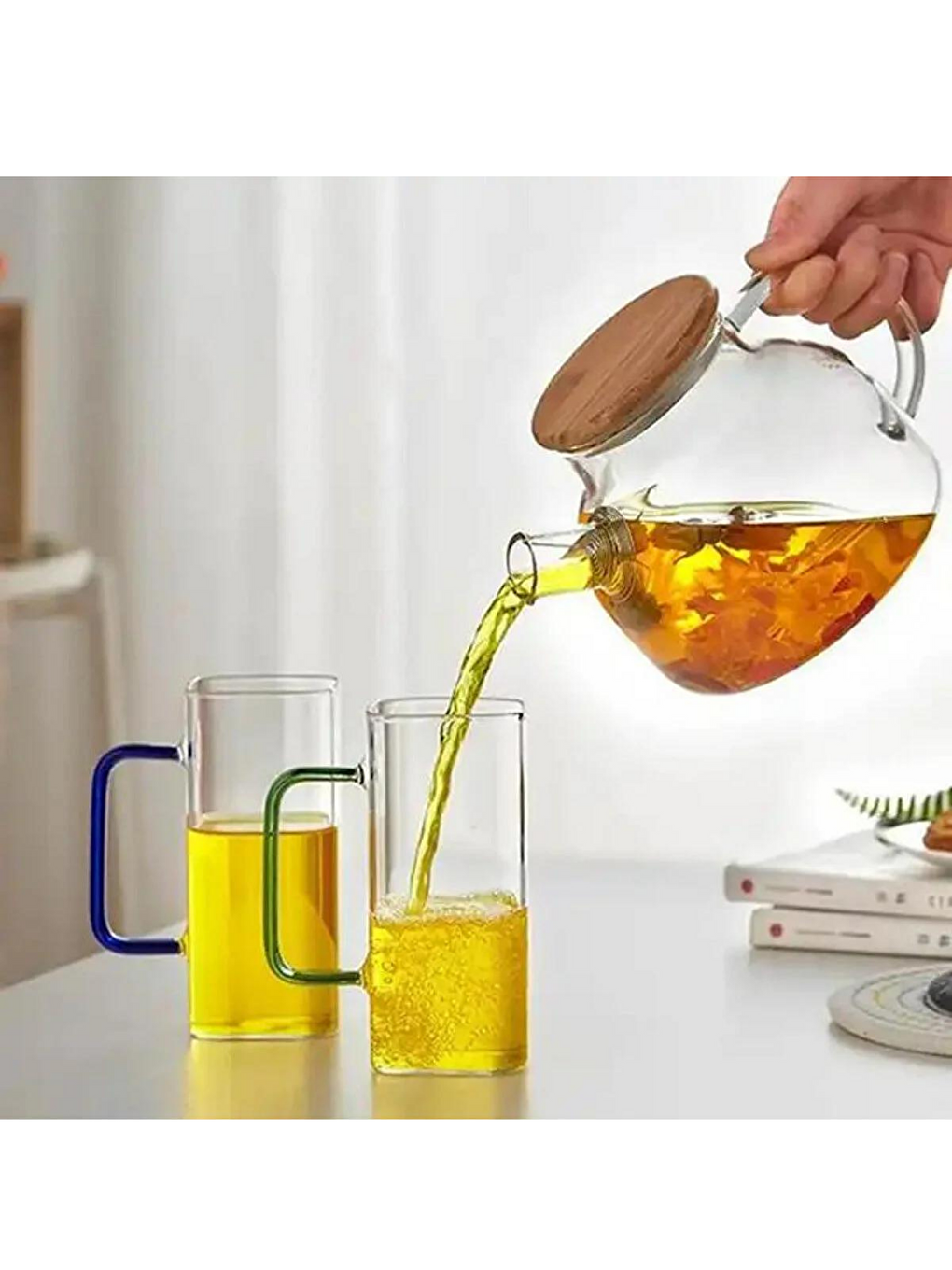 Yeni Nesil Kare Cam Koyu Yeşil Kulplu Latte,Meşrubat,,Süt,Su Bardağı 350 Ml 4 Ade-3