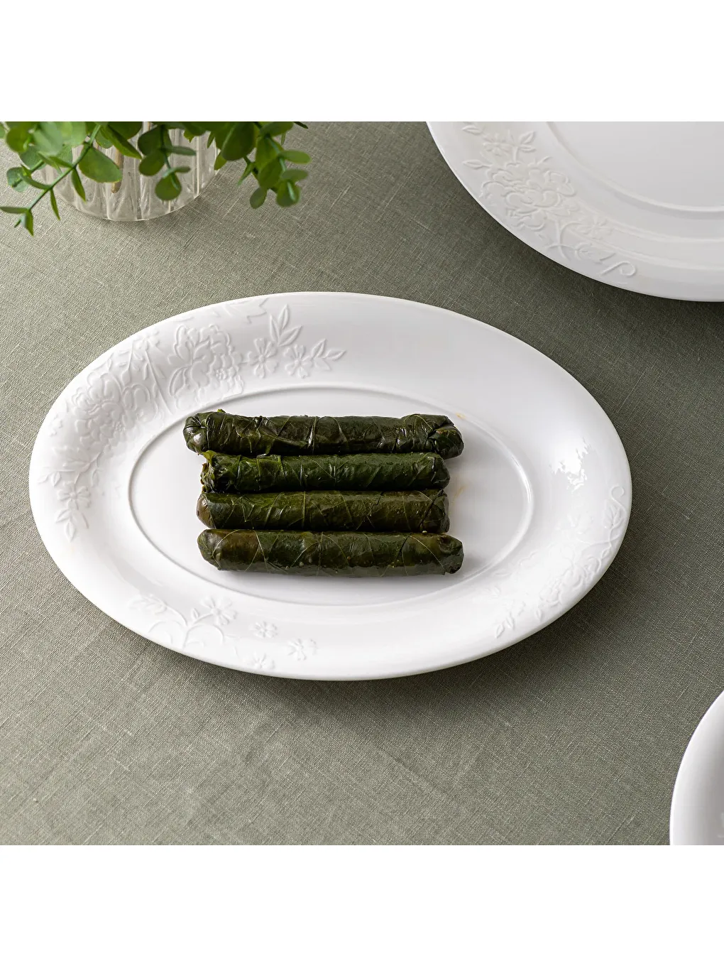 Beyaz Manolya Kayık Tabak 35 cm-4