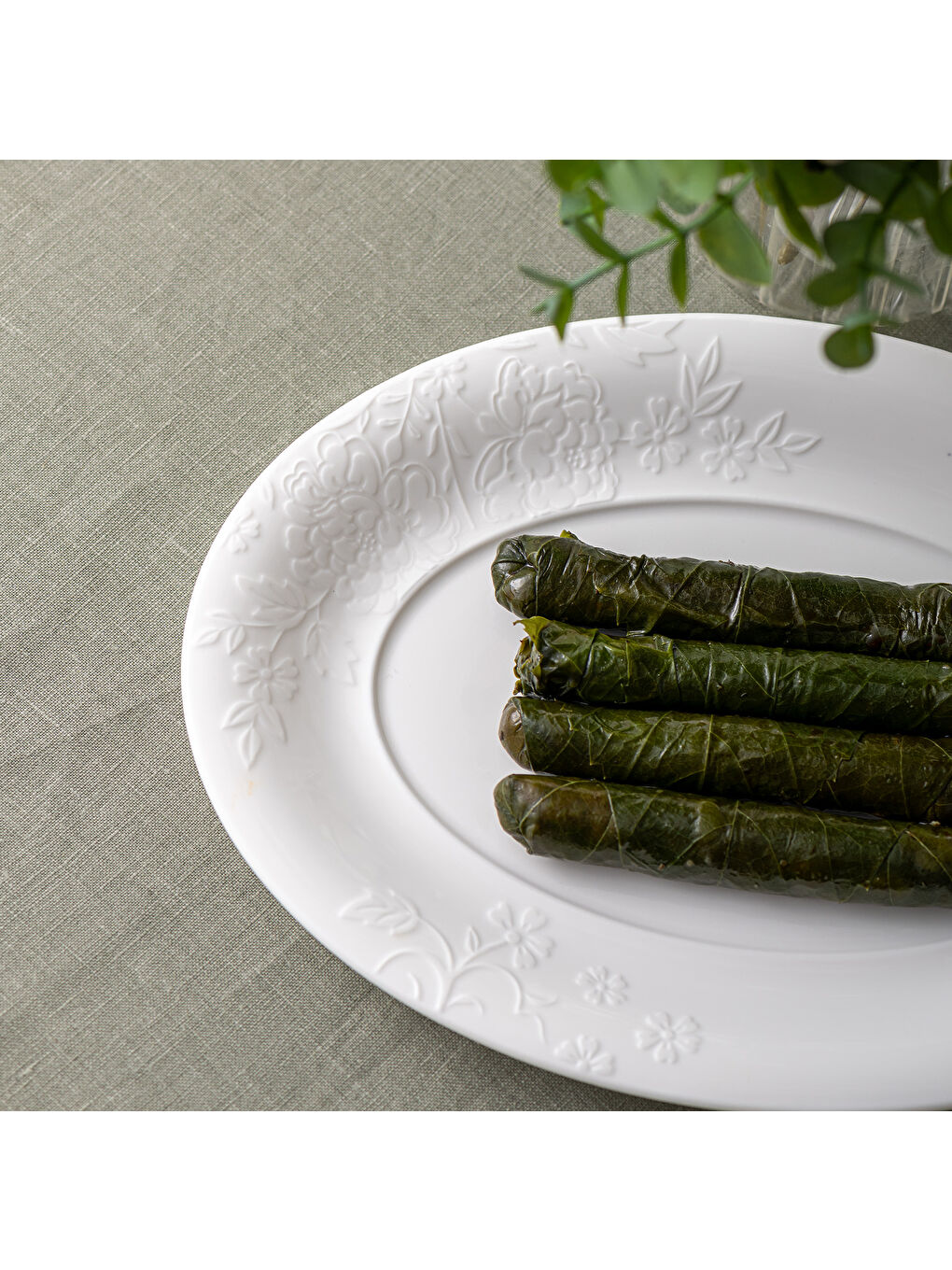 Beyaz Manolya Kayık Tabak 35 cm-5