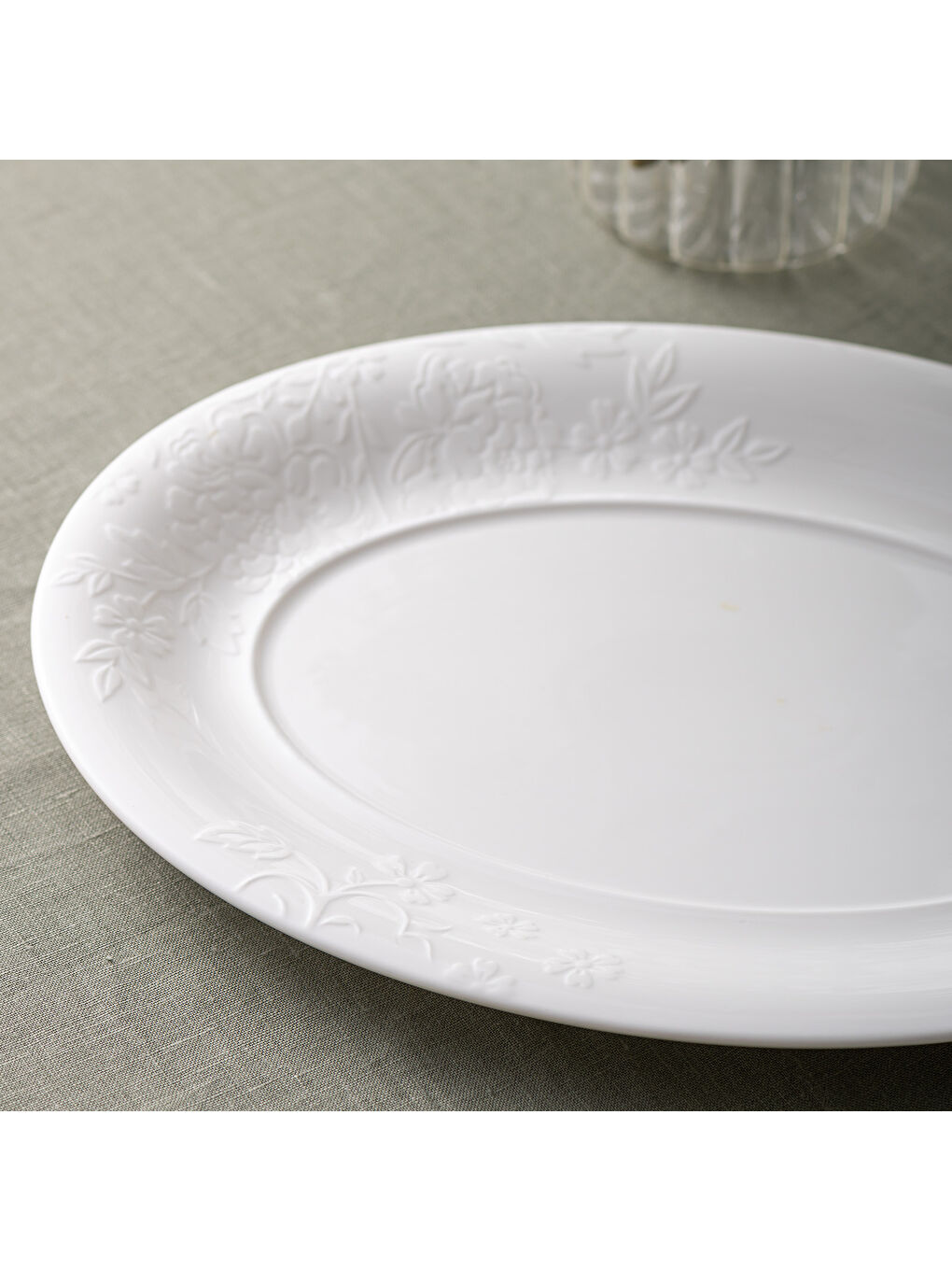 Beyaz Manolya Kayık Tabak 35 cm-6