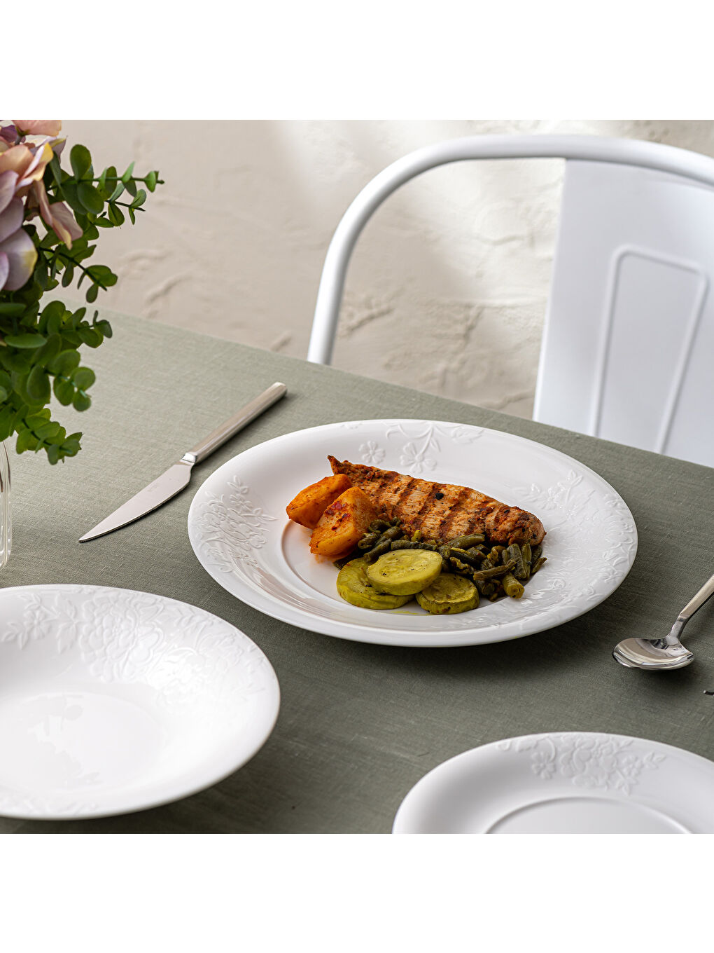 Beyaz Manolya Servis Tabağı 26 cm-3