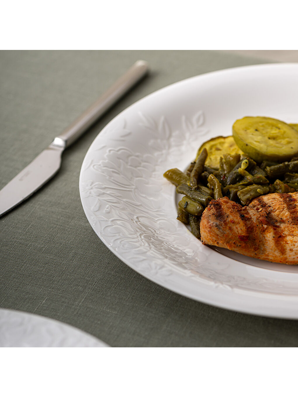 Beyaz Manolya Servis Tabağı 26 cm-4