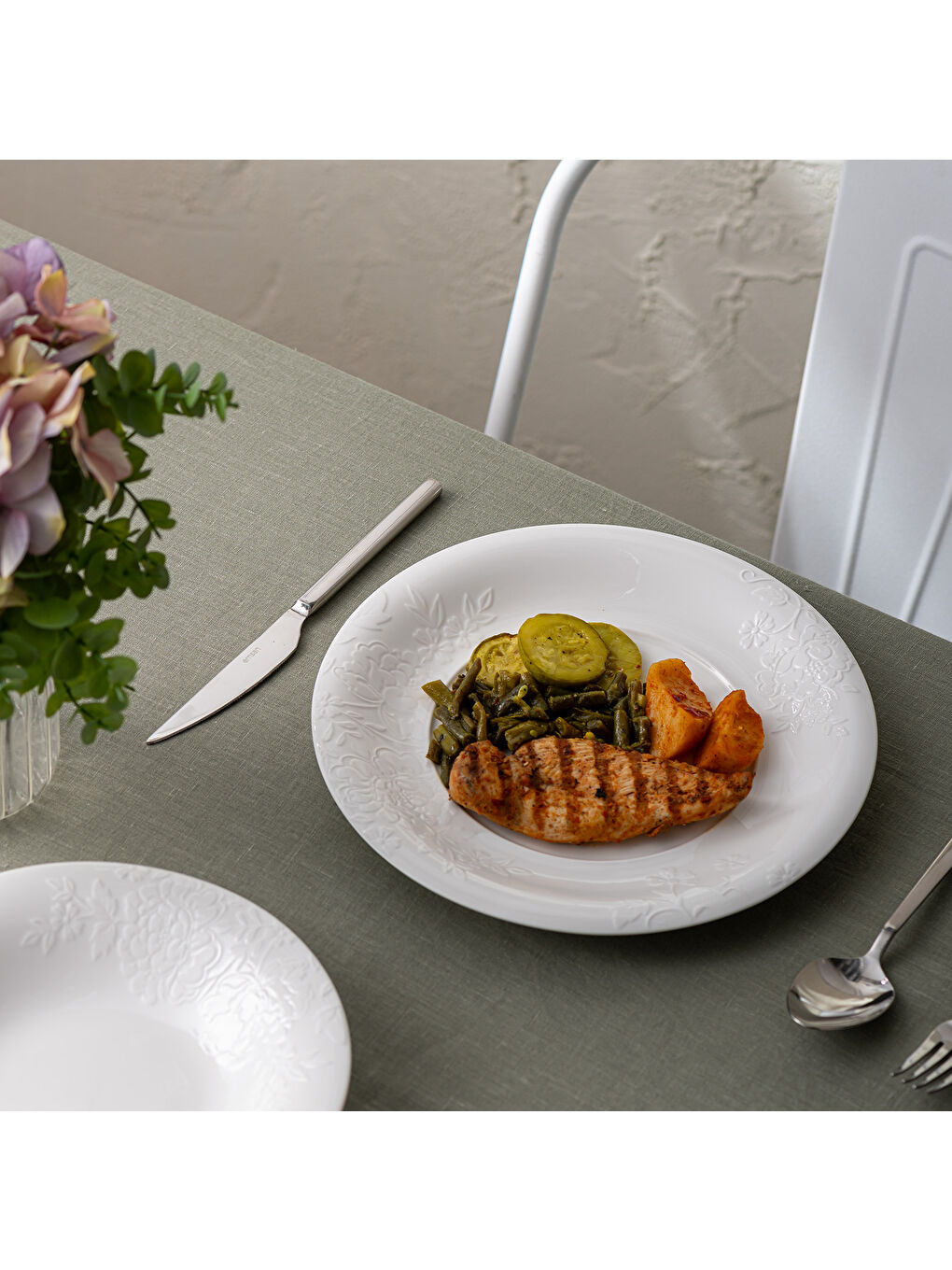 Beyaz Manolya Servis Tabağı 26 cm-5