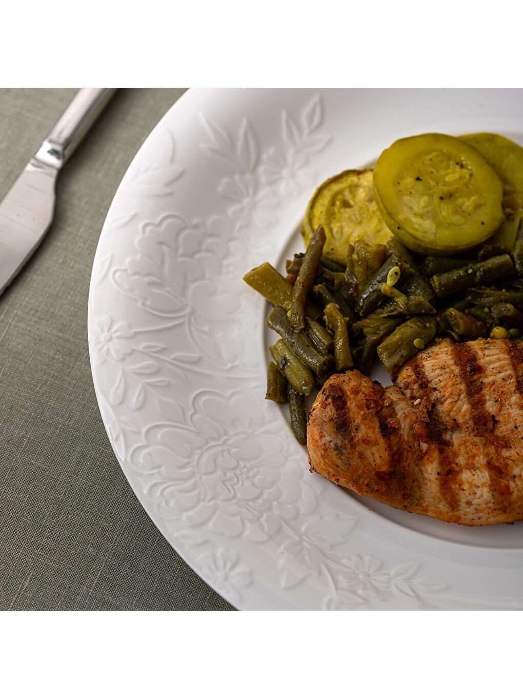 Beyaz Manolya Servis Tabağı 26 cm-6