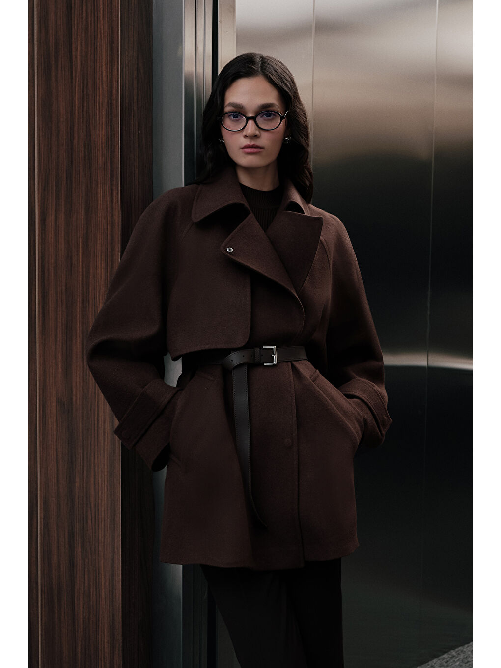 Mari Kruvaze Trenç Kaban Kahverengi