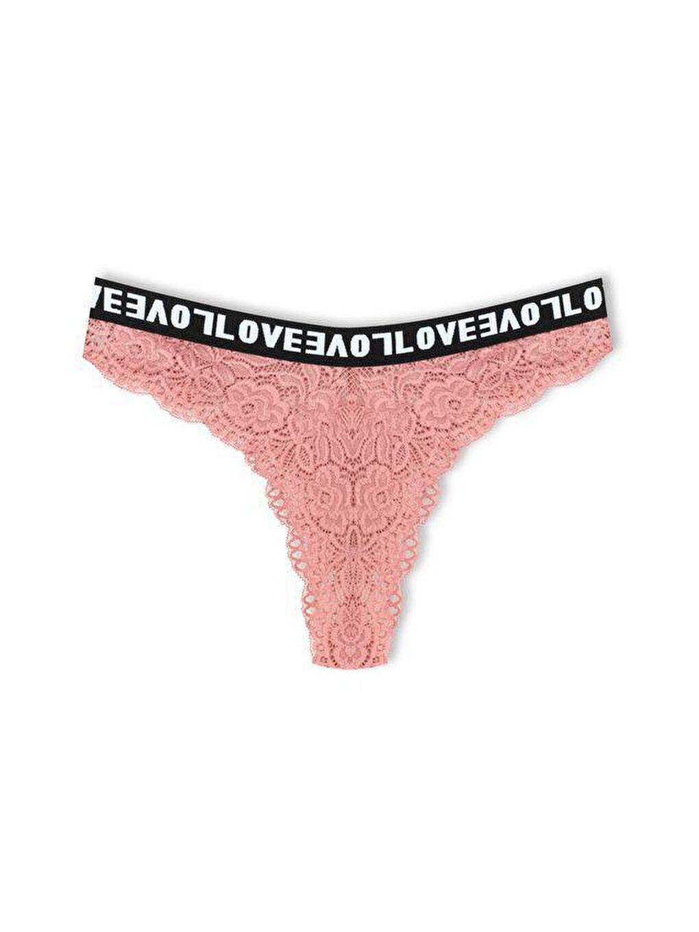 Bordo Brezilya Kesim Dantelli LOVE Lastik Yüksek Bel Kadın Külot 5'li-3