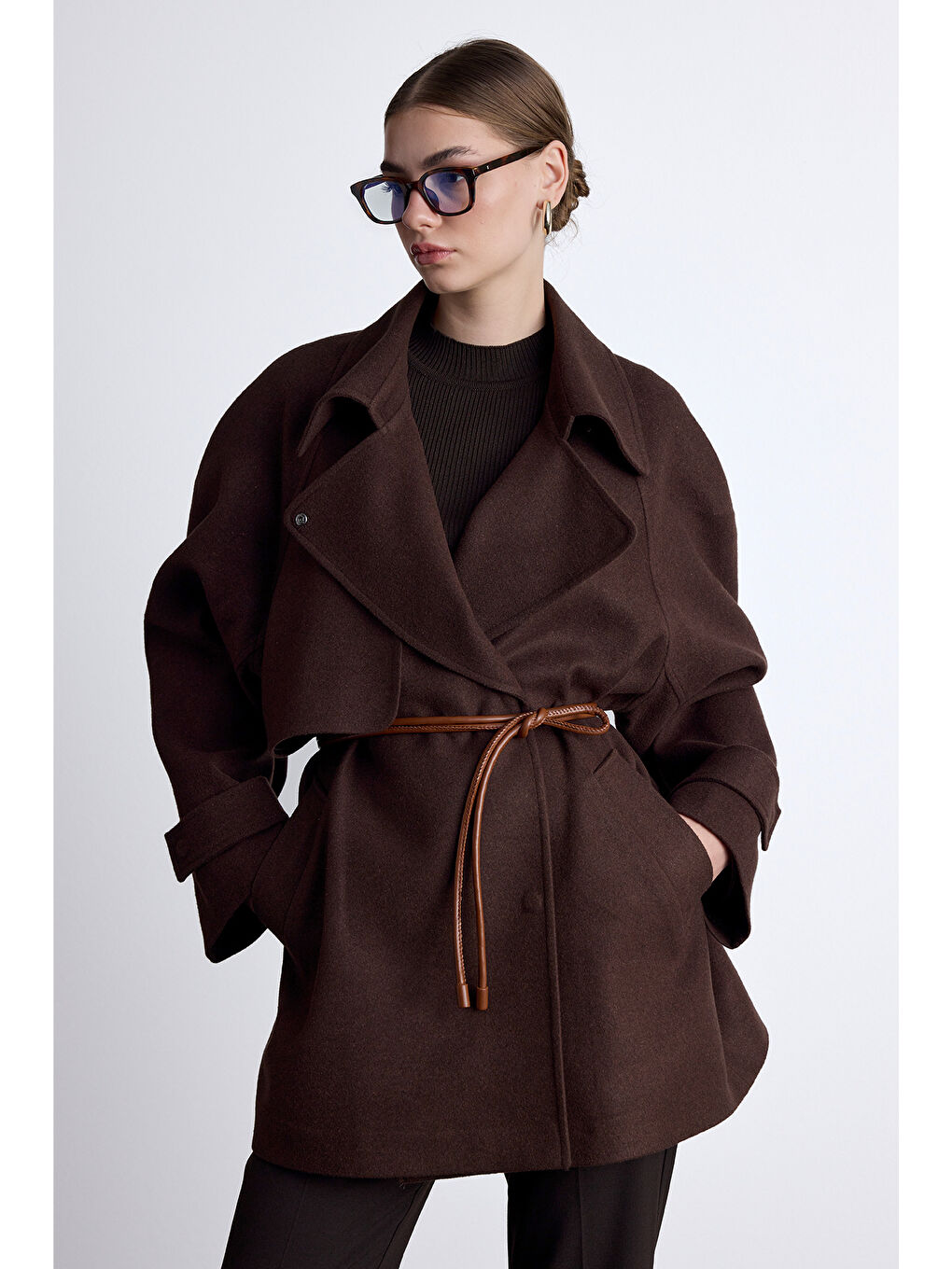 Mari Kruvaze Trenç Kaban Kahverengi-2