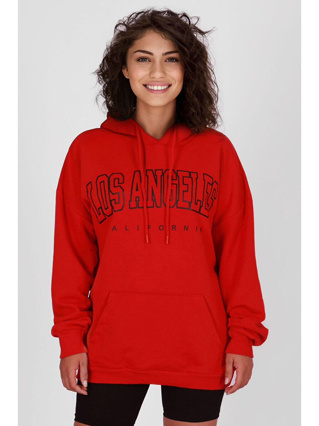 Kapüşonlu Kırmızı Kadın Sweatshirt MG810-1