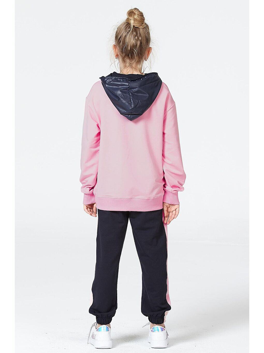 Pembe Kapüşonlu Uzun Kollu Kız Çocuk Eşofman Takımı-3