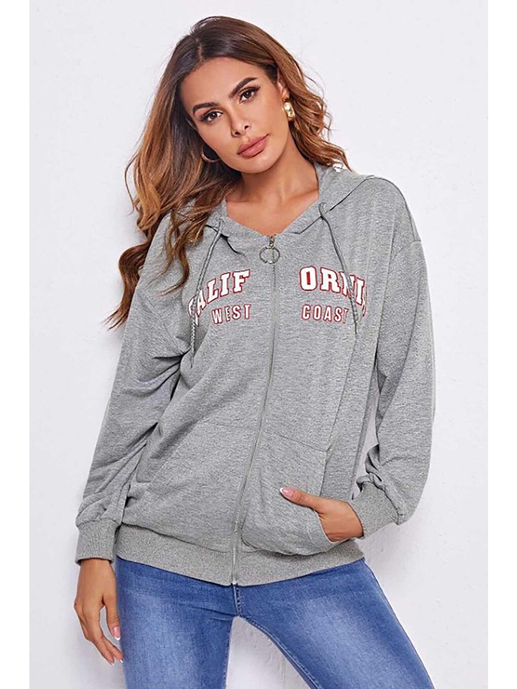 Gri Kapüşonlu Sweatshirt Mg804-1