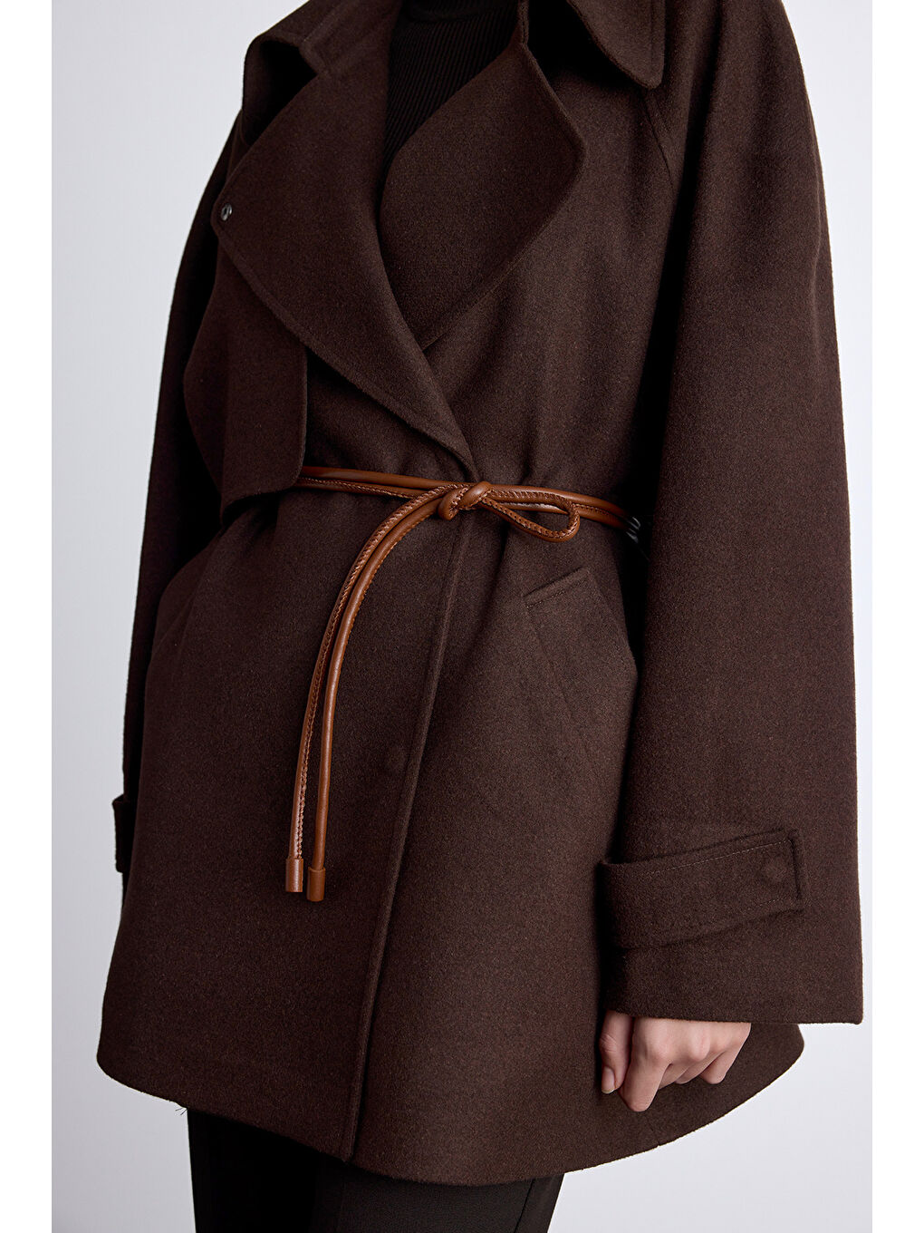 Mari Kruvaze Trenç Kaban Kahverengi-4