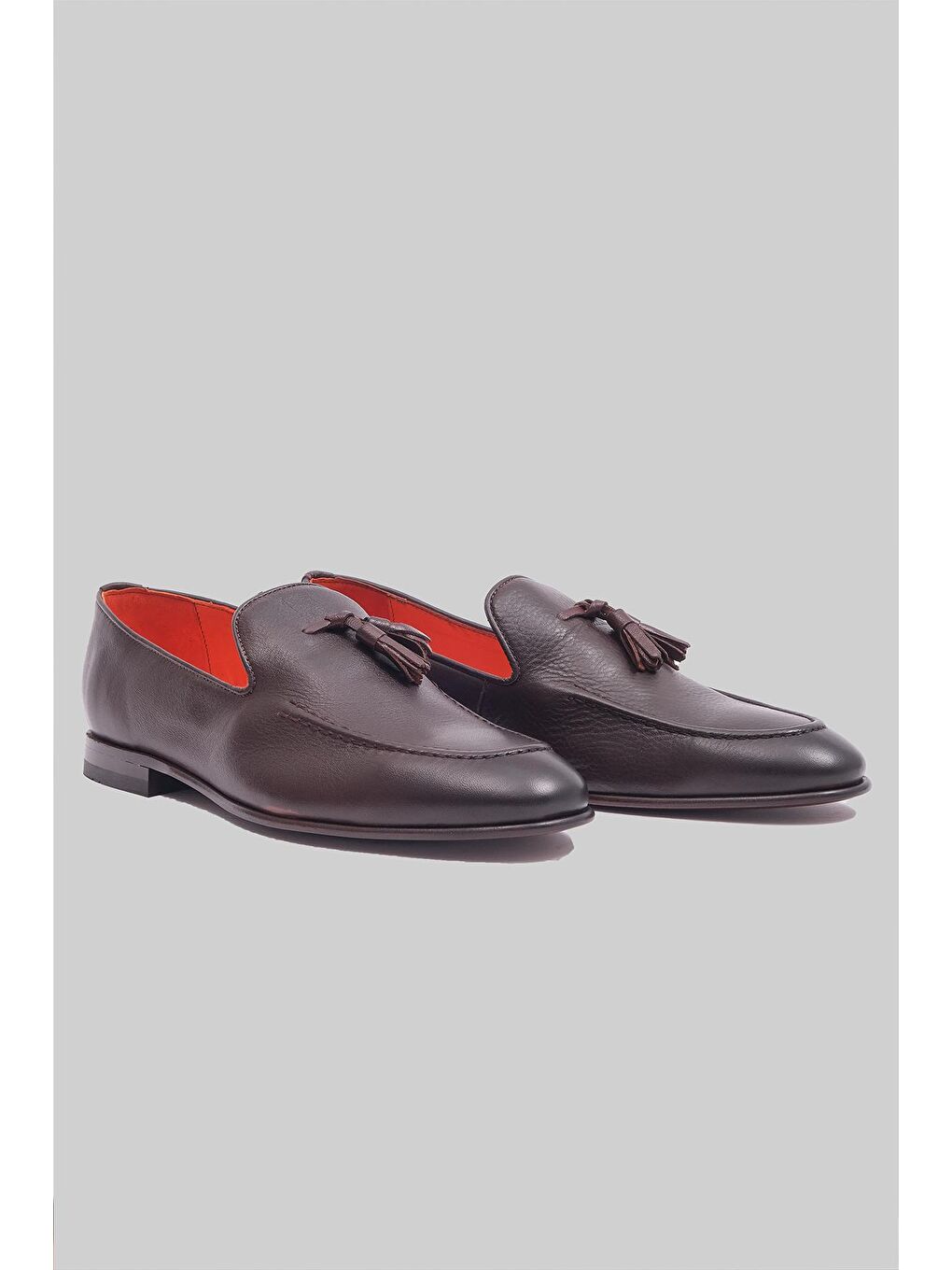 Kahverengi Cedar Hakiki Deri Kösele Taban Klasik Püsküllü Ayakkabı Erkek-1