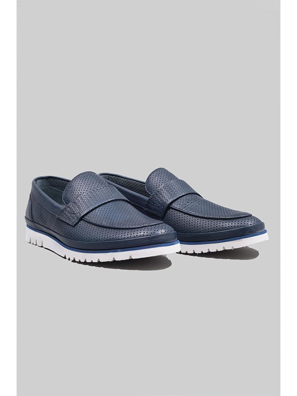 Lacivert Peyton Hakiki Deri Loafer Klasik Ayakkabı Erkek-1