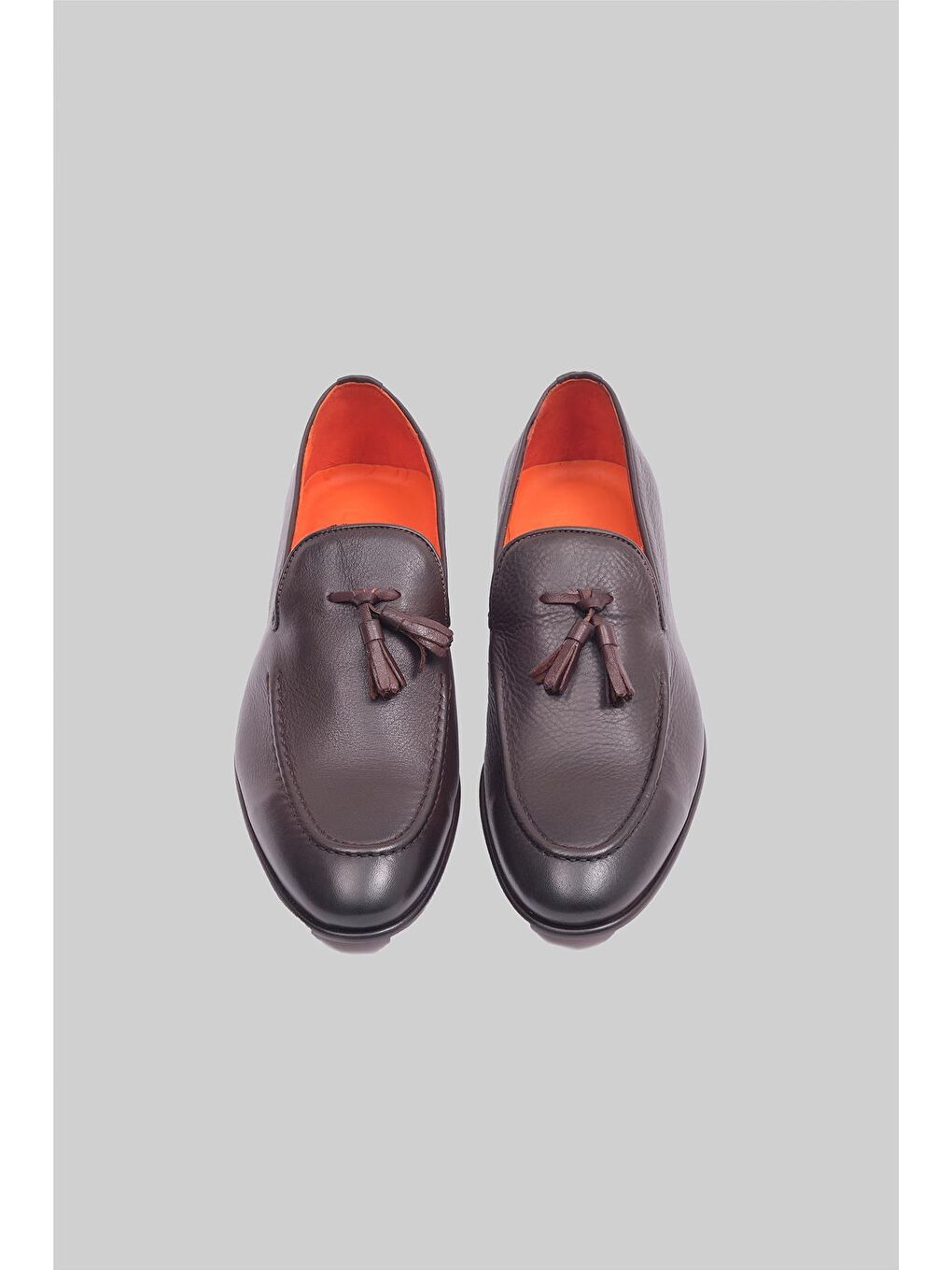 Kahverengi Cedar Hakiki Deri Kösele Taban Klasik Püsküllü Ayakkabı Erkek-2