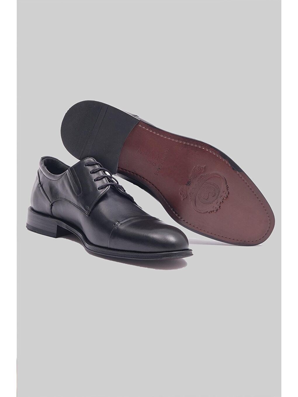 Siyah Barclay Hakiki Deri Kösele Taban Klasik Bağcıklı Ayakkabı Erkek-2