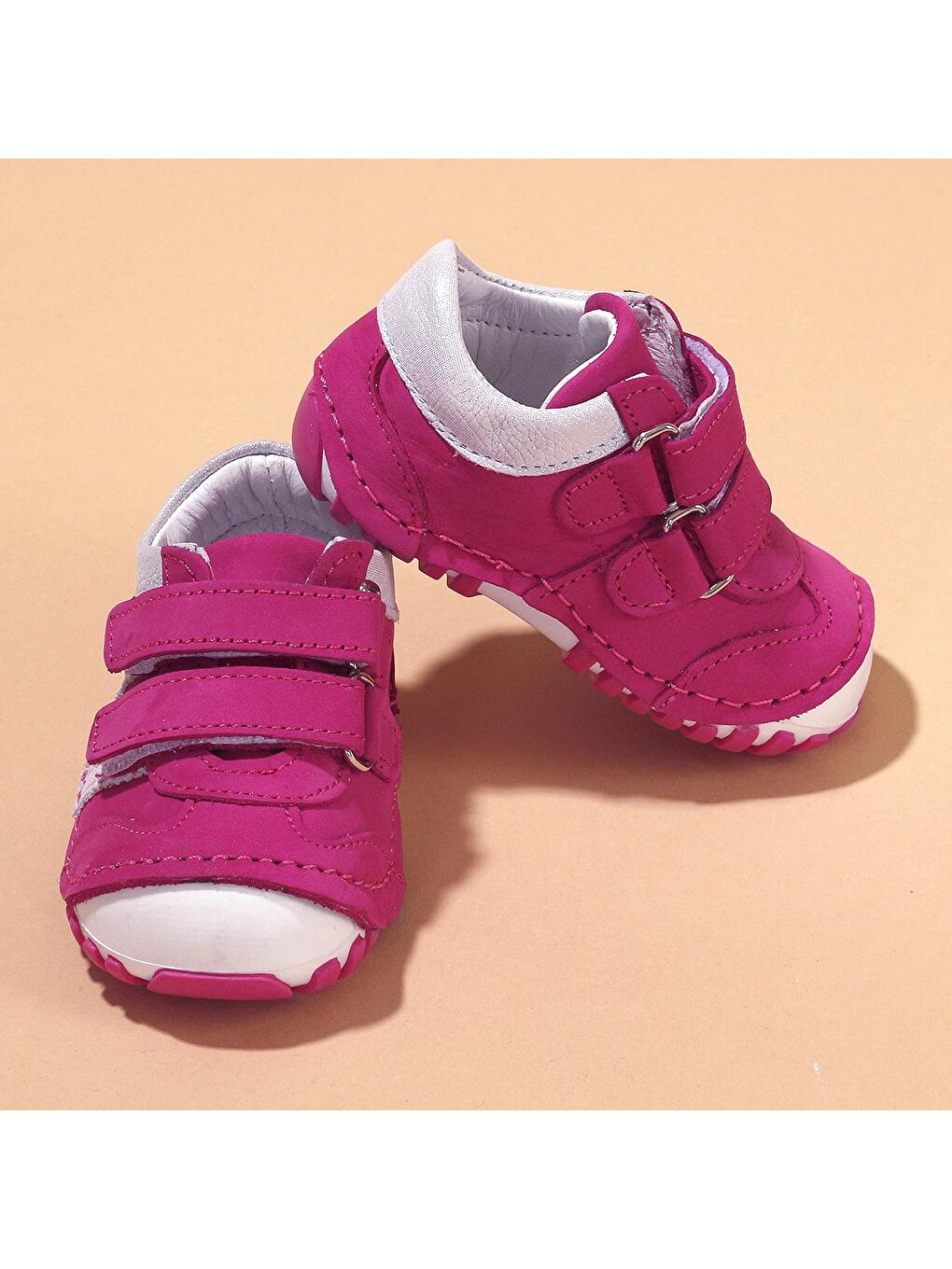 Fuşya %100 Deri Ortopedik Cırtlı Kız Çocuk Ayakkabı Teo 138-1