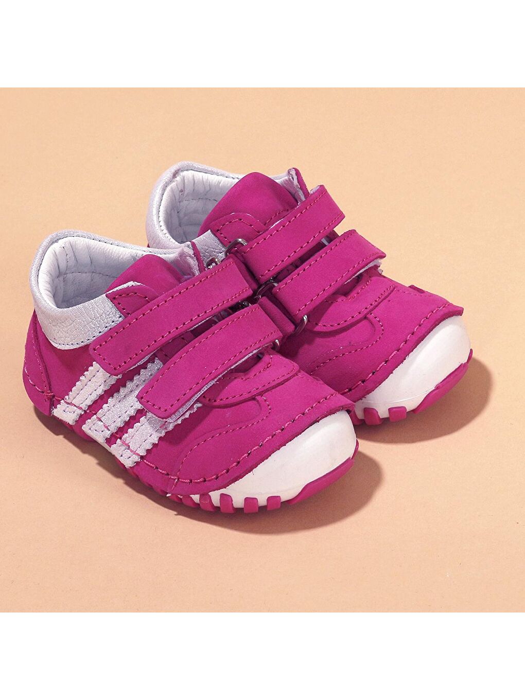 Fuşya %100 Deri Ortopedik Cırtlı Kız Çocuk Ayakkabı Teo 138-2
