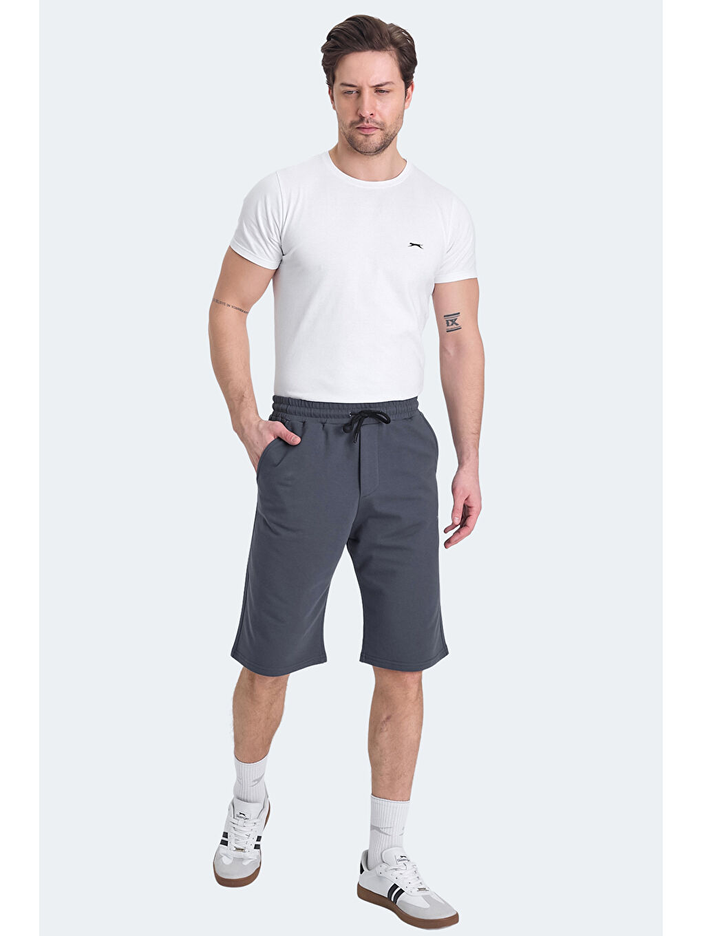 KALEV Erkek Cepli Kapri Koyu Gri Şort-3