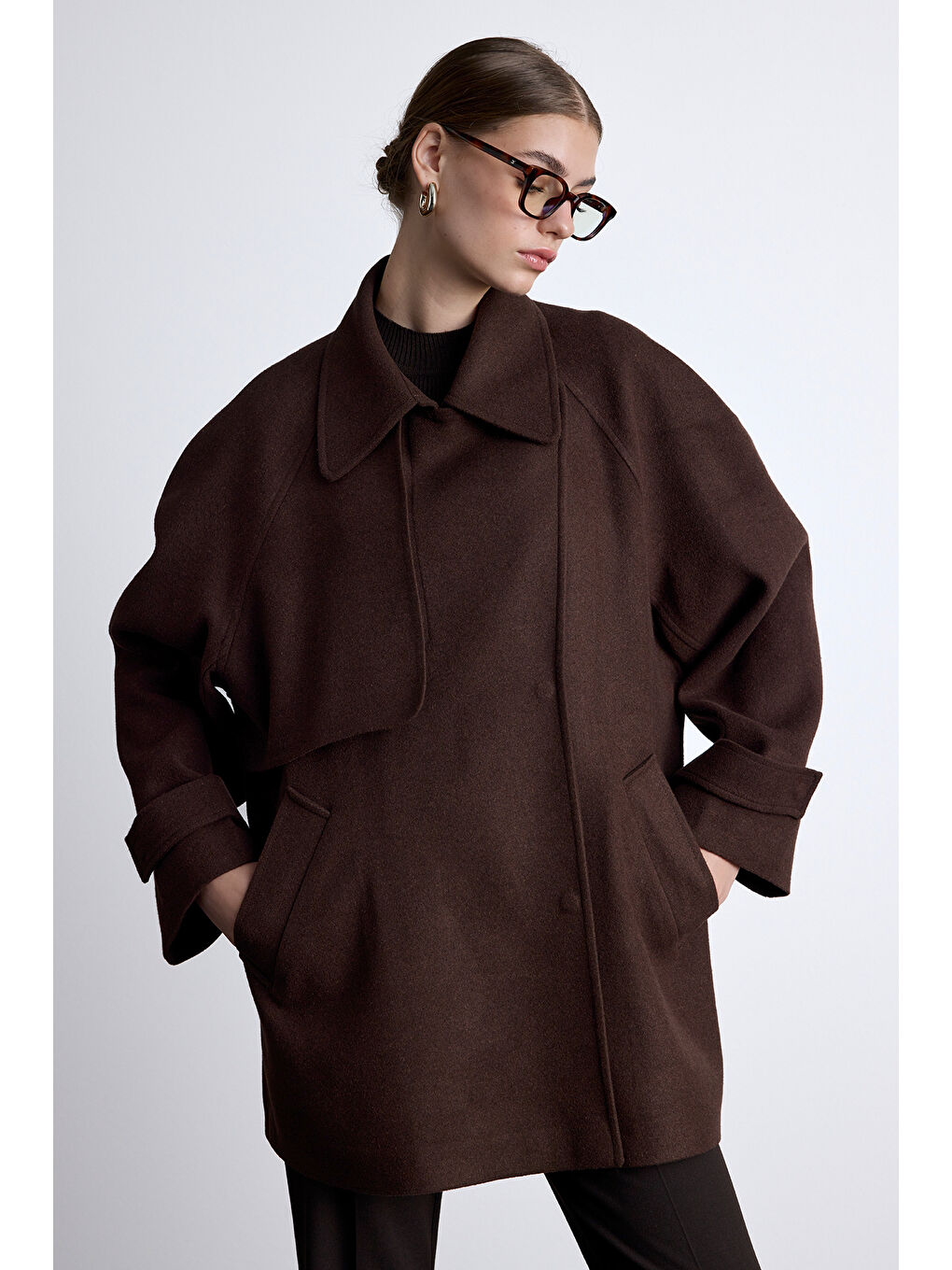 Mari Kruvaze Trenç Kaban Kahverengi-5